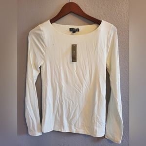 Ivory Formknit boat neck tee by j crew small